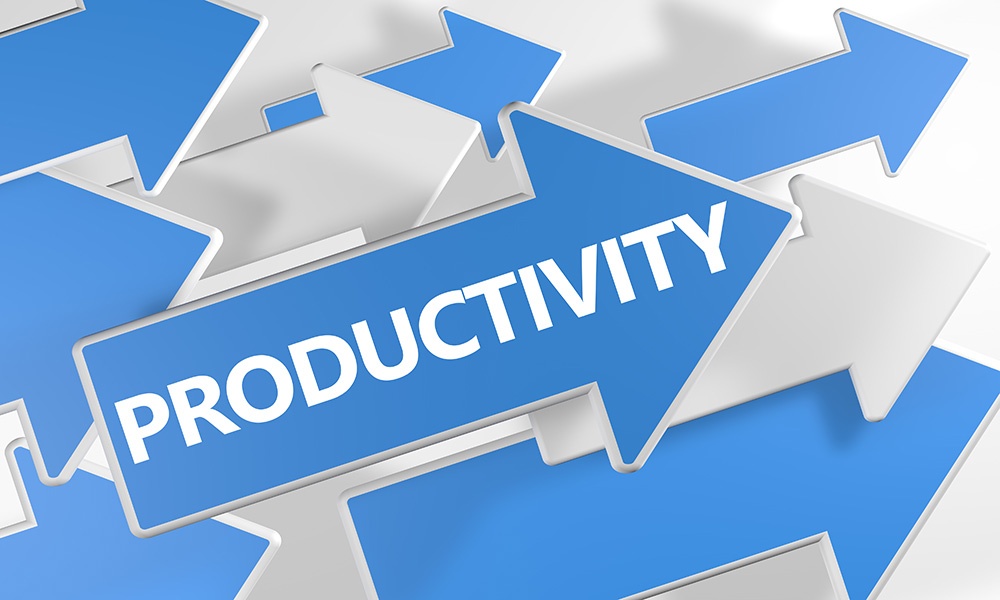 Graphic with arrows pointing up depicting increasing productivity